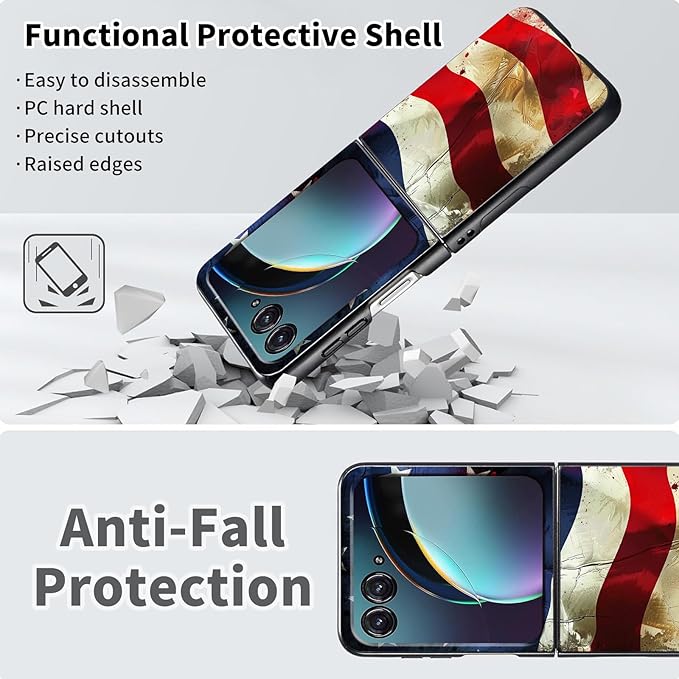 for Motorola Razr Plus 2025 Case,for Razor Plus 2025 Phone Case Cute Slim Hard PC Ultra-Thin Anti-Scratches Shockproof Protective Cover,Cute Flag
