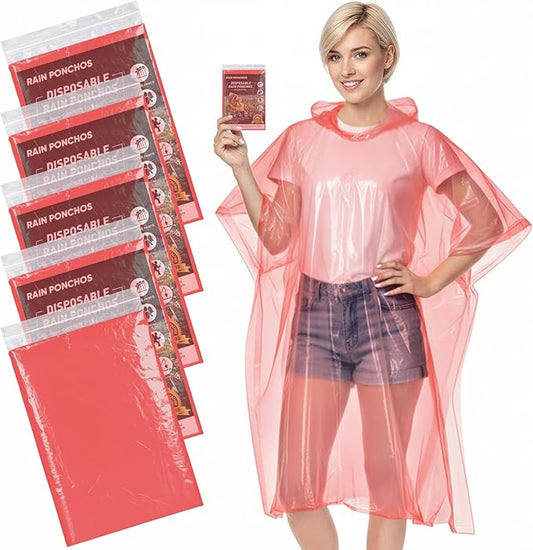 APEXUP Disposable Rain Ponchos for Adults, 5PK/10PK/50PK Emergency Rain Poncho for Camping Hiking Travelling