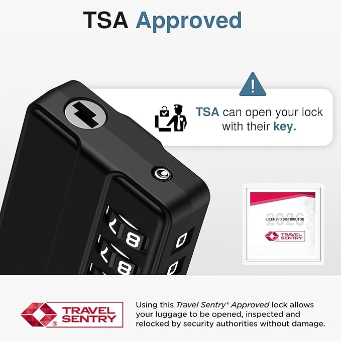 Puroma TSA Locks for Luggage, 2 Pack Cable Lightweight Luggage Locks TSA Approved 4-Digit Combination Padlock for Suitcases, Bags, Toolboxes, Backpacks & Gym Lockers (Black)
