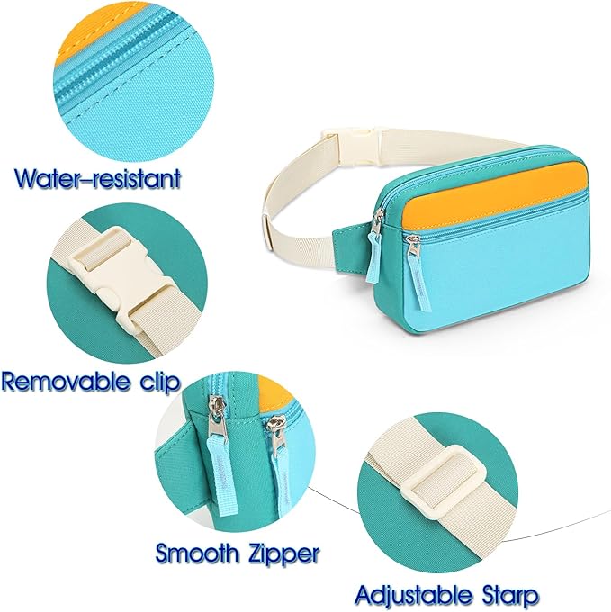 Fanny Pack Birthday Graduation Gifts for 7 8 9 10 11 12 13 Year Old Teen Girls Her Kids, Preppy Cute Trendy Stuff Colorblock Crossbody Bag Adjustable Belt Bags for Travel Essentials