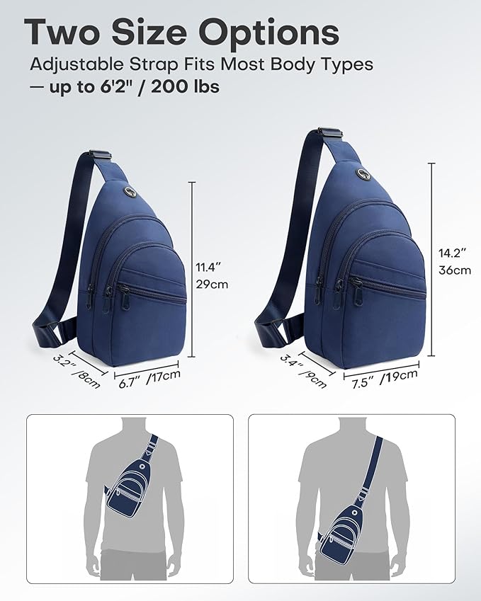 HOTOR Sling Bag - Crossbody Bag & Shoulder Bag for Women & Men with Adjustable Strap, for Travel and Camping Essentials - Blue 6.7" x 3.2" x 11.4"