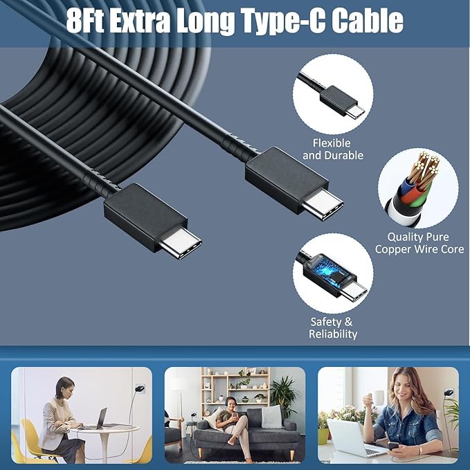 Super Fast Charger Type C,25W USB C Fast Wall Charger Block &8FT Super Long Fast Charging Cable Cord for Samsung Galaxy S26/S25/S25 Ultra/S25+/S24/S24 Ultra/S23/S22/S22 Ultra/S22+/S21/Plus/S20/Note 20