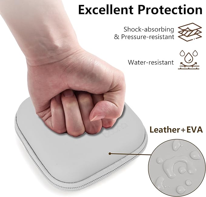 Charger Case for Macbook, Portable Tech Electronic Organizer Bag, Small Travel Storage Pouch for Laptop Accessories, MacBook Power Adapter, Charging Cords, USB Drives, Power Bank (Grey PU, M)