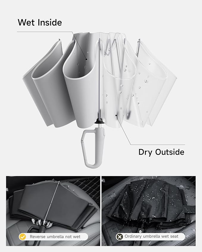 Windproof Travel Umbrella for Rain, Withstand 85MPH Winds, 52 Inch Automatic Reverse Fold Umbrellas Easy Auto Open Close, Portable Compact Umbrella Includes Cover Bag, Perfect for Travel, Car, Commute, Women Men, Backpack