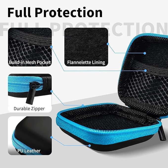 Earbud Case Portable EVA Carrying Case Storage Bag Cell Phone Accessories Organizer with Carabiner for Wired/Wireless Headphones, SD Memory Card, Camera Chips(Square, 5 Pack2)