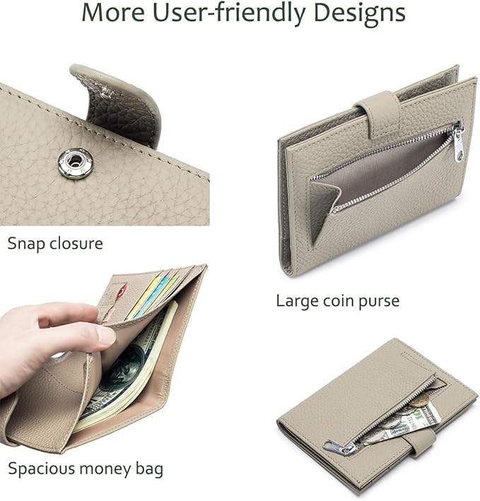 Passport Wallet for Women – Slim RFID Blocking Passport Cover with 1 Passport Slot & 3 Card Slots, Coin Pocket & SIM Slot – Genuine Leather Travel Organizer Elephant Gray