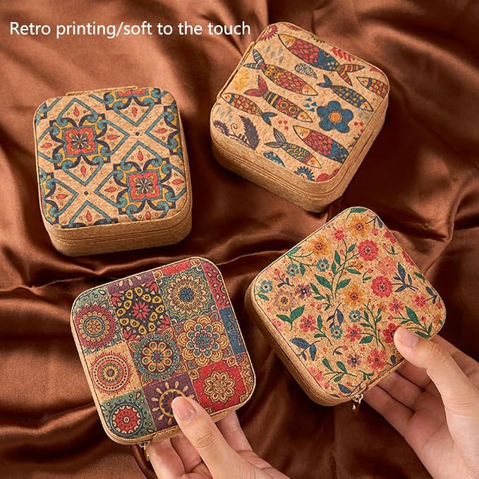 Sewing Box,Portable Travel Sewing Kit ，Vintage Soft Wood Print Sewing Kit,Mini Sewing Kits Storage Box,with 11 Color Thread, Scissors, Needles, Tape Measure and Other Accessories (sea of Flowers)
