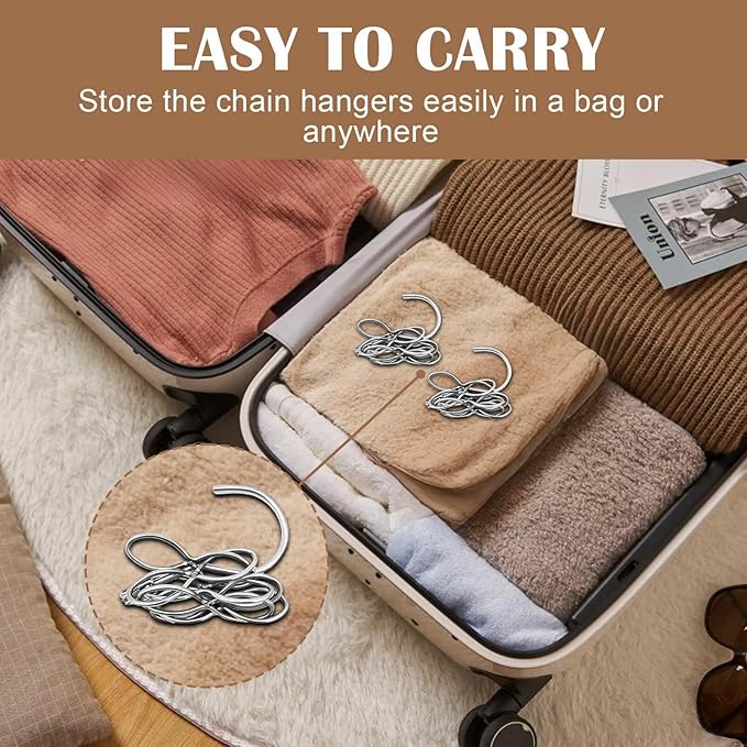 40 Holes Clothing Chain Hangers : 5-Pack Metal Space Saving Hangers - 360 Degree Rotatable Hook for Easy Display and Access - Closet Organizers for Home Travel College Dorm Room