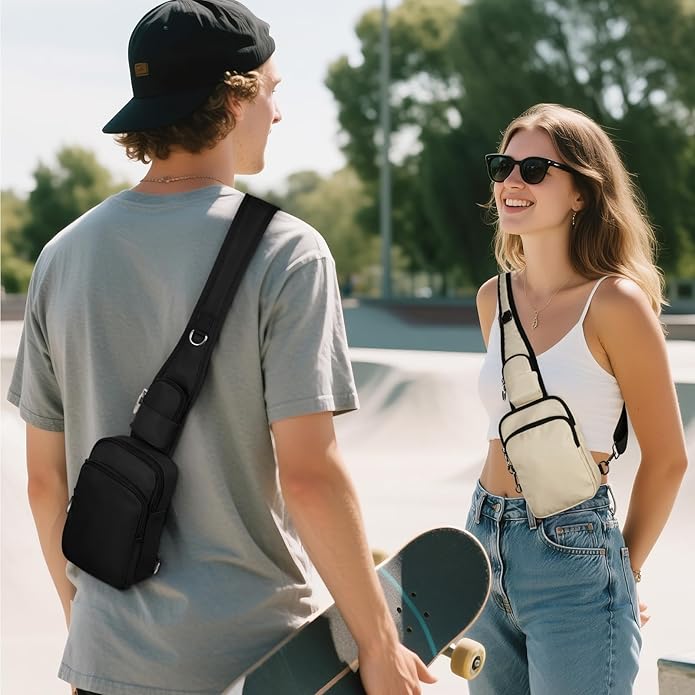 BROADREAM Sling Bag, Crossbody Bag with Anti-Theft Lock Zipper, RFID Blocking & Water Resistant for Travel Work Sport