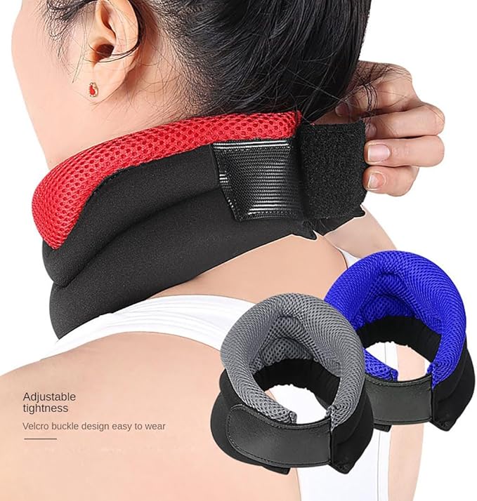 Vitavix Neck Support for Snoring, Necksupport - Never Snore Again, Relieve Injury Spine Pressure, Neck Brace for Sleeping, Adjustable Soft Foam Neck Brace Cervical Collar (Red)