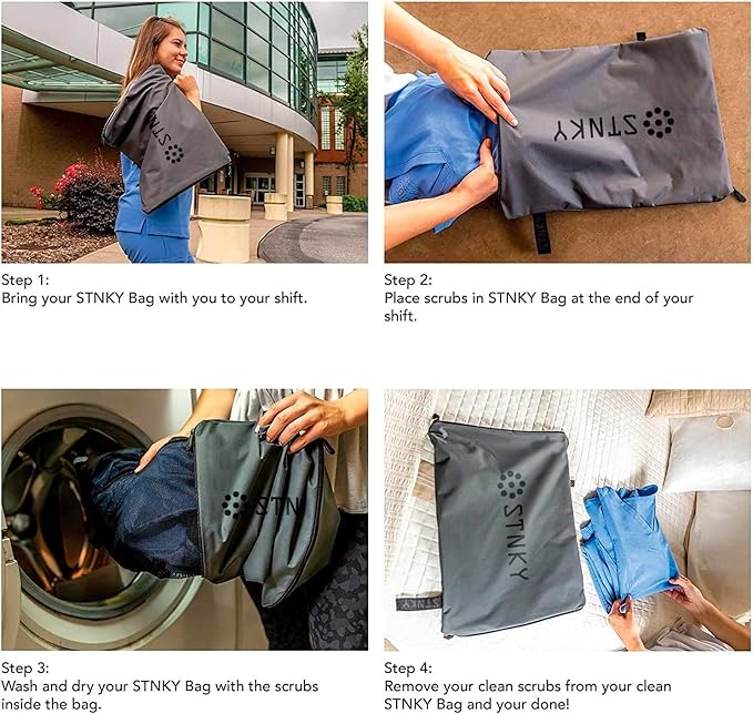 STNKY Bag Pro - Laundry Bags With Zips, Handles and Internal Mesh Bag for Travel, Yoga, Healthcare, Gym Kit, Laundry (XL, Grey)