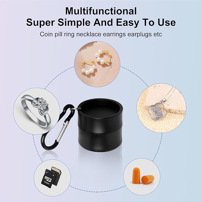 Mini Travel Ring Holder Keychain, Portable Jewelry Holder Keychain with Protective Sponge, Small Necklace Earrings Case for Gym Sports Bag Purse