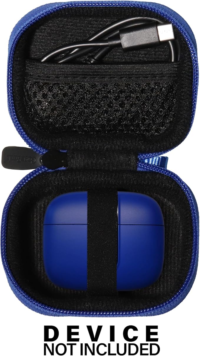 Case for TAGRY X08 Bluetooth Headphones True Wireless Earbuds 60H, mesh Pocket for Charge Cable (Blue)