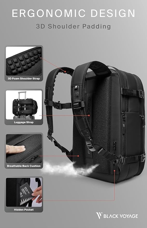 BlackVoyage Vortex Vacuum Seal Travel Backpack 60L Expandable Air Compression System Water Resistant TSA Lock Carry-On