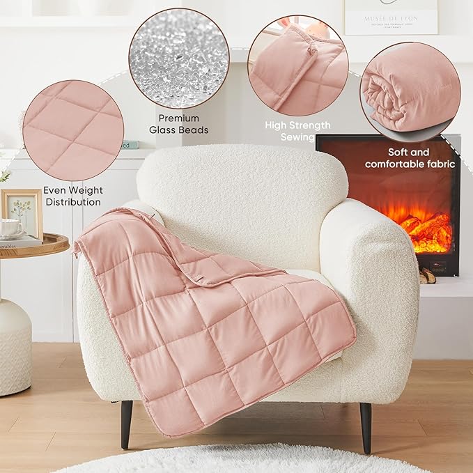 Pink Weighted Lap Blanket for Adults 5lbs, 24"x29", Cooling Heavy Throw Blanket, Portable Travel Weighted Blankets, Soft Small Blankets Gift for Sleeping