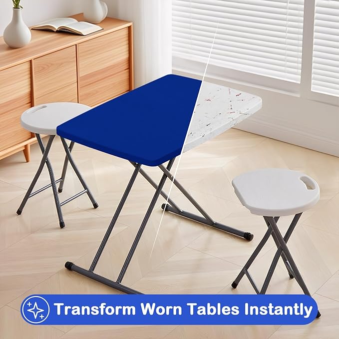 Wolkemer 2 Pack Blue Fitted Tablecloth 20x30 Inch Rectangle Elastic Edges Table Cloth, Spandex Stretch Table Cover with Machine Washable Fabric for Wedding Party Picnic Dining Indoor Outdoor