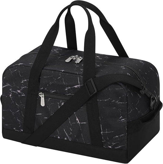 Apenze Small Gym Bag 14 inch lightweight Carry On Mini Duffel Bag for Travel Sport - Marble Black