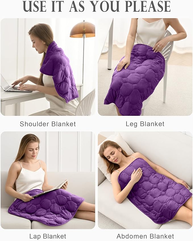 Cottonblue Weighted Lap Blanket Pad 5 lbs 29" x 33", Cozy Luxury Crystal Velvet Weighted Blanket for Adults Teens, Small Weighted Blanket Throw All Season for Travel Relaxation Sleeping, Purple