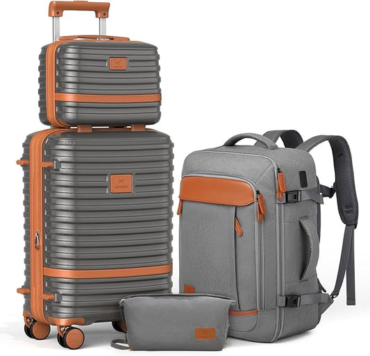 Joyway Expandable Carry on Luggage Sets Airline Approved, Lightweight Hard Shell 20 Inch Carry-on Suitcase with Spinner Wheels, Grey