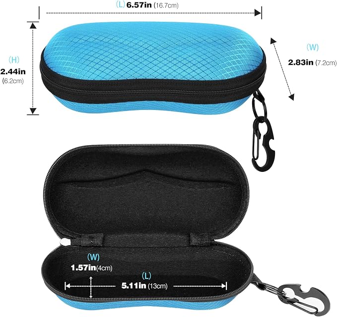 MoKo Semi Hard Shell Sunglasses Case, Unisex Protective Eyeglass Case Glasses Case Holder with Metal Hanging Hook