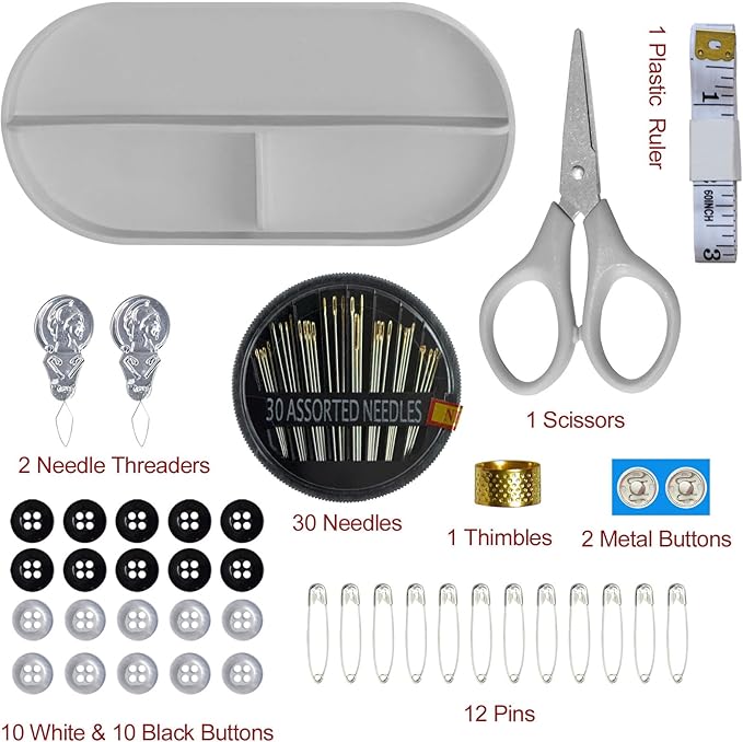 40 Spools of Sewing Thread,Gift Box Portable Basic Sewing Repair Kits (Grey)