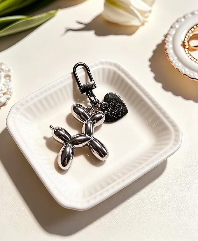 LAEKOU Jelly Balloon Dog Design Keychain for Women, Cute Girls Key Chain, Bag Charms Accessories for Car Purse Backpack
