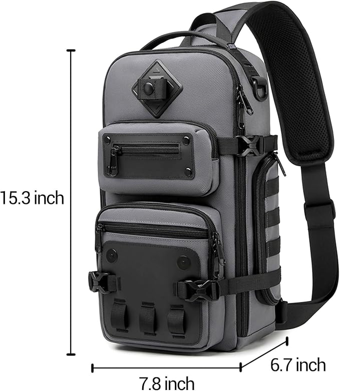 OZUKO Tactical Sling Bags for Men, Waterproof Crossbody Shoulder Backpack，Men's Chest Bags for Travel, Hiking, Everyday Carry