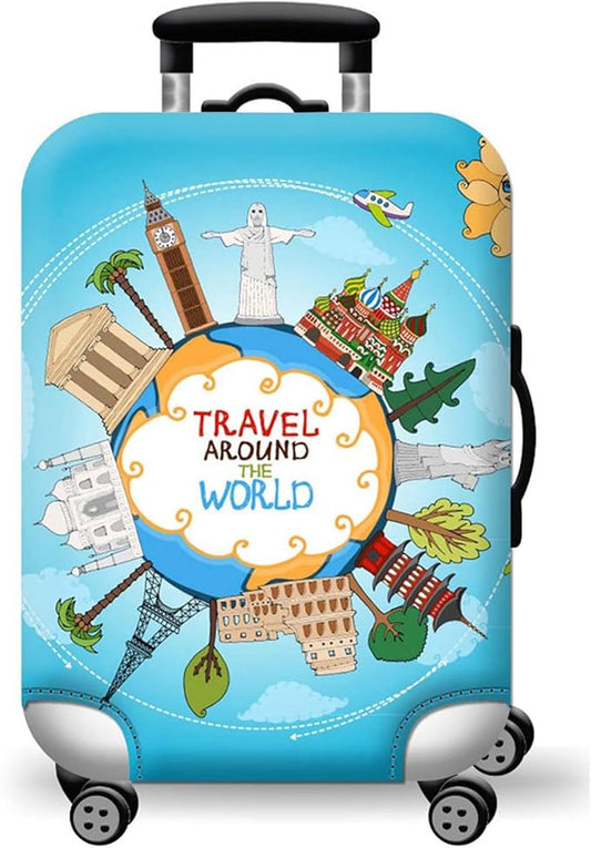 WUJIAONIAO Travel Luggage Cover Baggage Suitcase Cover Protector Skins 18-32 Inch (ocean, L (for 25-28 inch luggage))