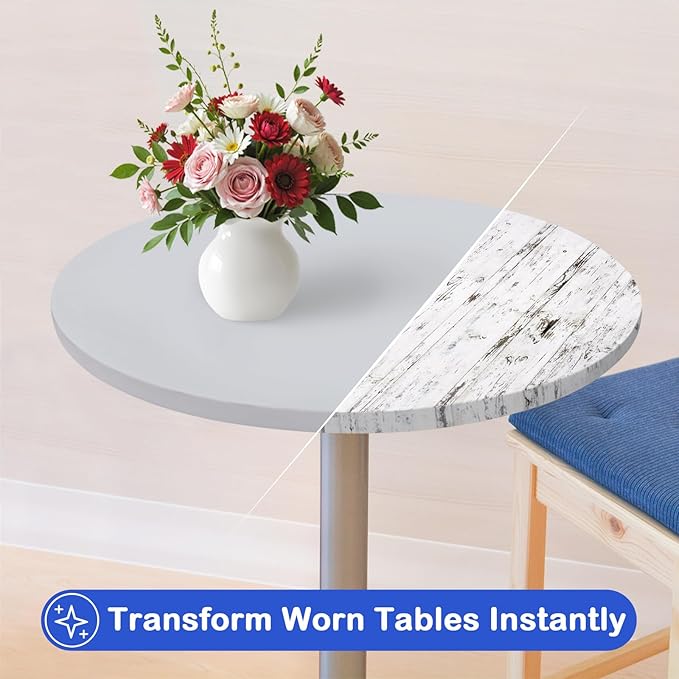 Wolkemer 2 Pack 3 Foot Silver Fitted Tablecloth 36 Inch Round Elastic Edges Table Cloth, Spandex Stretch Table Cover with Machine Washable Fabric for Wedding Party Picnic Dining Indoor Outdoor