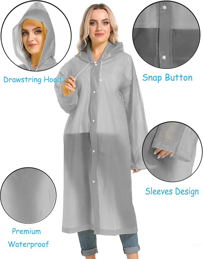 Rain Ponchos for Adults Reusable Raincoats Survival Heavy Duty Military Impermeable 2 Packs Rain Coat…