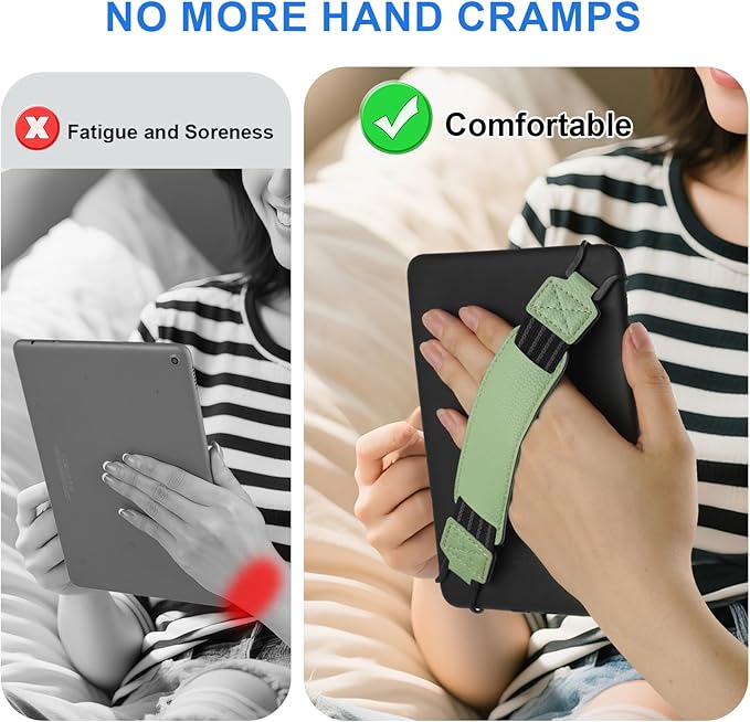 HoYiXi Universal Soft Hand Strap for 6-7 Inch eReader Tablet, Compatible with Kobo/Pocketbook/Tolino/Paperwhite/Nook, High Elasticity Hand Strap for Tablet, Green