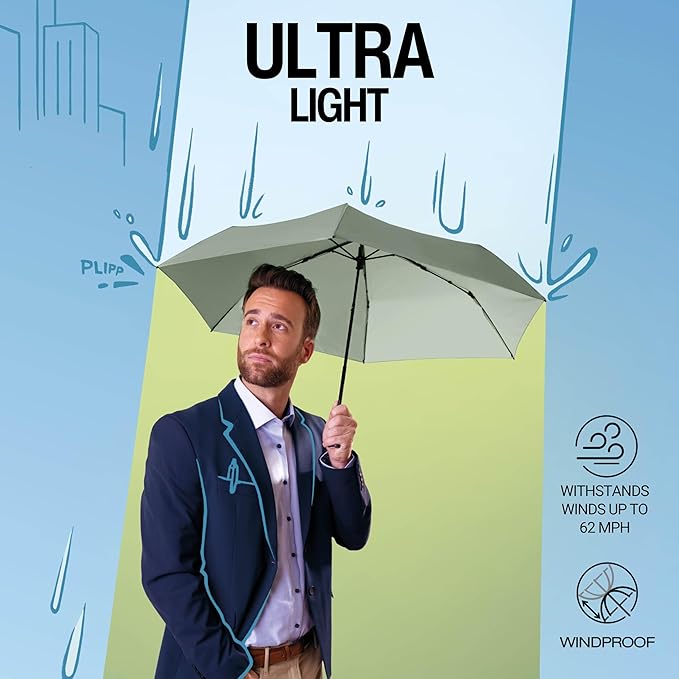 Knirps US.050 Ultra Light Pocket Size Manual Rain Umbrella with Carrying Case
