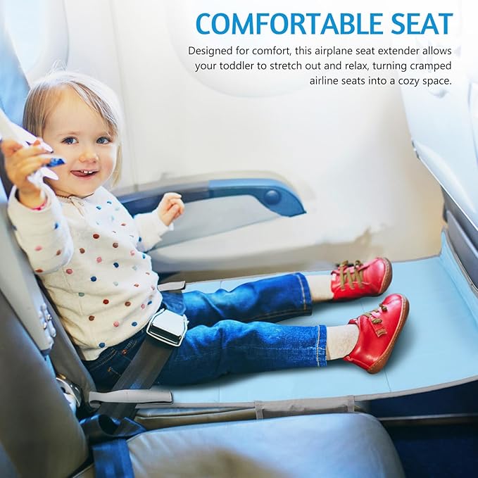 Cabilock Airplane Seat Extender and Portable Plane Soft Footrest for Flying Comfort Lightweight Gear 31X17 Inches