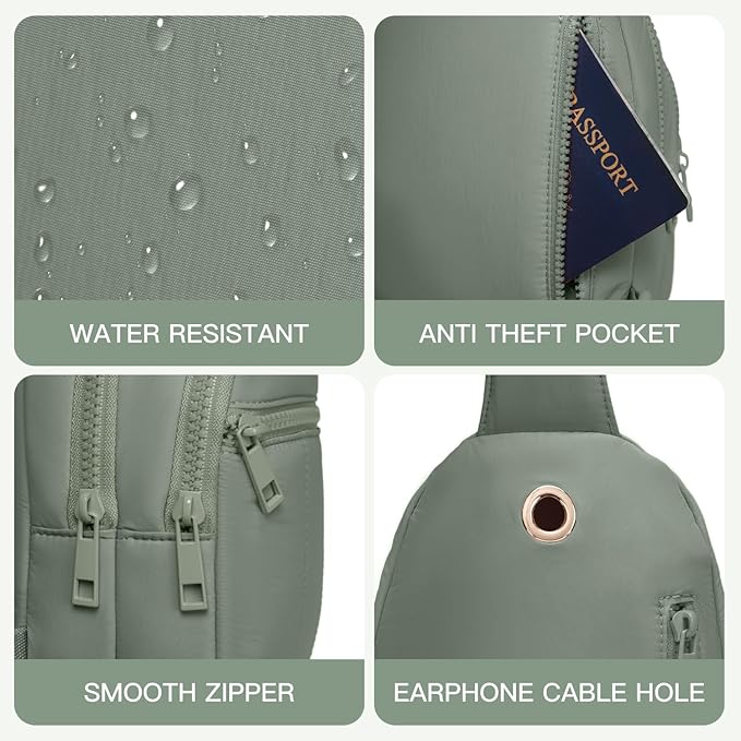 Viverte Quilted Puffer Crossbody Bags for Women Small Puffy Sling Bag Lightweight Cross Body Bubble Purse Shoulder Bag for Travel (Bean Green)