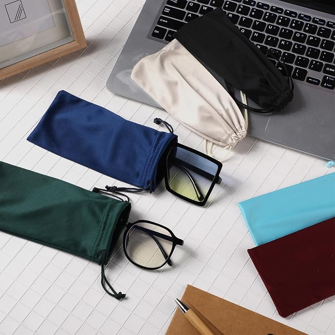 Shinylin 24 Pcs Sunglass Pouch Drawstring Microfiber Pouch Multicolor Soft Sunglasses Case Sunglasses Bag Eyeglass(Neutral Colors,Vintage)