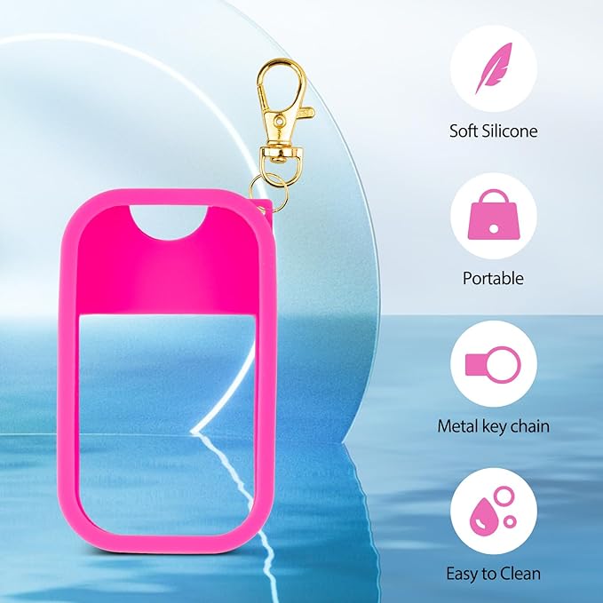 TERPINK Silicone Case Compatible with Touchland Hand Sanitizer Spray, Protective Case with Keychain for Power Mist and Glow Mist 1 fl oz, Hand Sanitizer Spray Accessory (Hot Pink, 1 Pack)