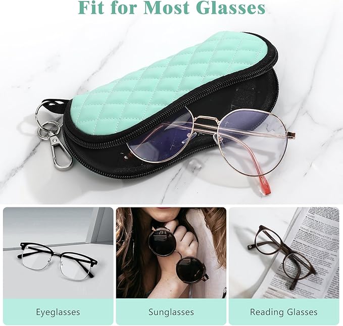 MoKo Sunglasses Soft Case Ultra Light Neoprene Zipper Eyeglass Case for Men Women