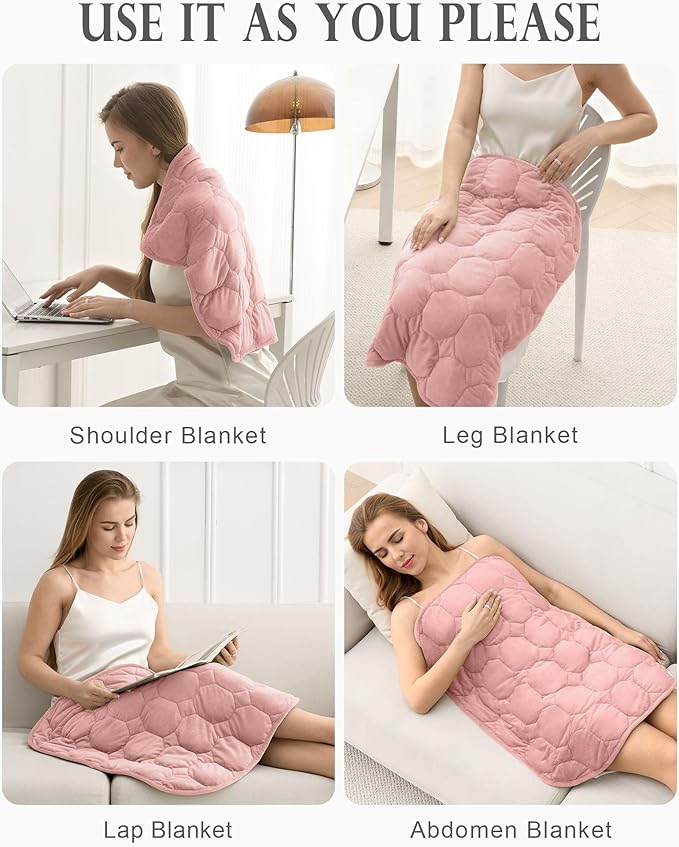 Cottonblue Weighted Lap Blanket Pad 5 lbs 29" x 33", Cozy Luxury Crystal Velvet Weighted Blanket for Adults Teens, Small Weighted Blanket Throw All Season for Travel Relaxation Sleeping, Dull Pink