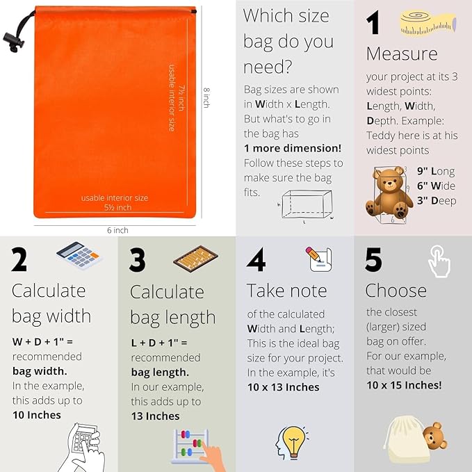 PALTERWEAR Nylon Drawstring Bags with Toggle (6 x 8 Inch, 12 Pack, Orange) Cinch and Ditty Pouch for Travel, Gym and Storage
