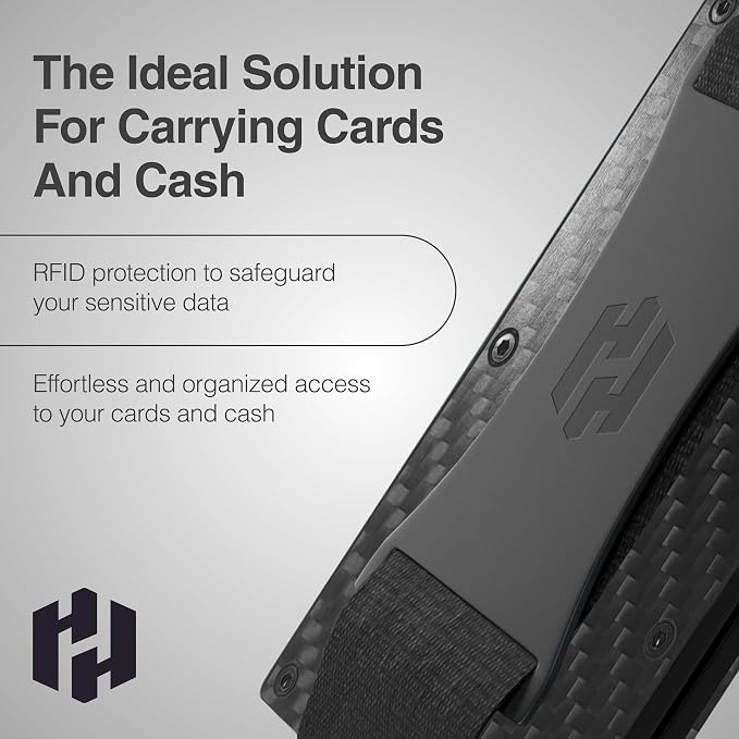Hayvenhurst Wallet for Men - Slim RFID Blocking Metal Wallet with Cash Strap, Minimalist Front Pocket Credit Card Holder, Small Mens Wallet | Reinvented Design
