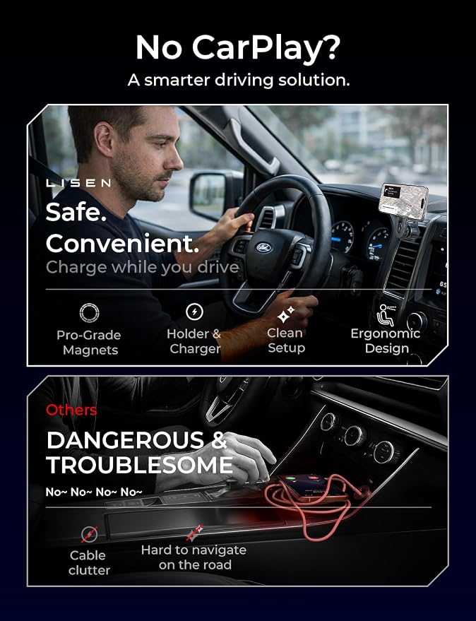 LISEN for Qi2.2 25W MagSafe Car Mount Charger, [Stable & Fast Charging] for Car Vent Magnetic Wireless Car Charger, Car Phone Holder Charger Car Accessories Fits iPhone 17 Pro Max Air 16 15 14 13 12