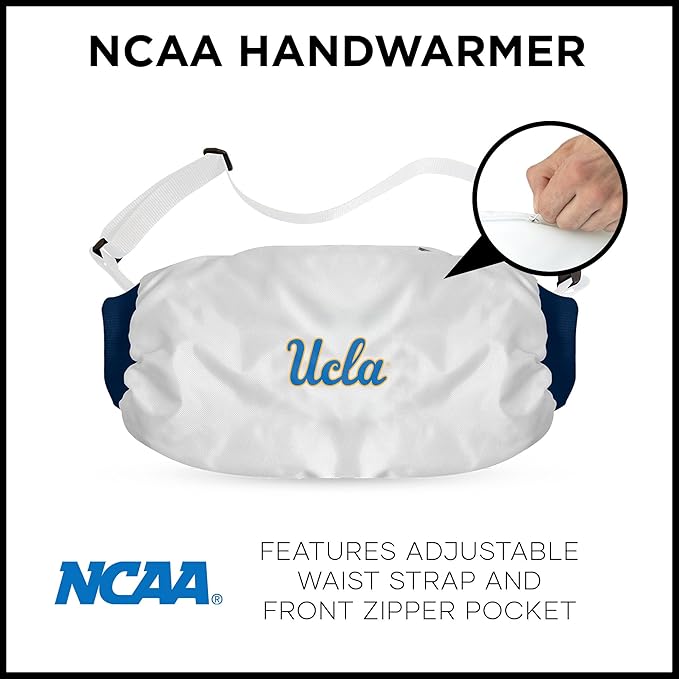 Northwest NCAA UCLA Bruins Hand Warmer with Adjustable Waist Strap, Officially Licensed Cold Weather Hand Muff for College Sports, Outdoor Sports, Insulated Pocket, Polyester, 7 x 15 in