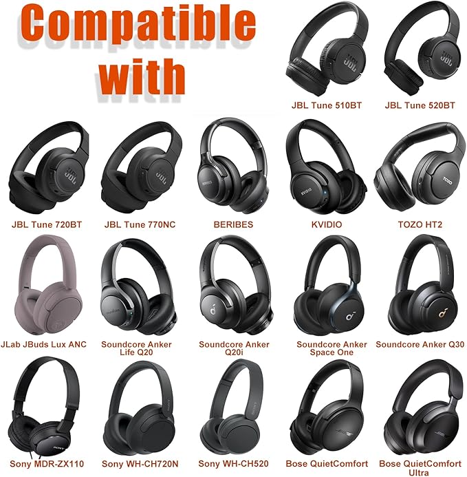 Headphone Headset Case Compatible with RORSOU C6/JBL/Anker/Sony/BERIBES/KVIDIO Wireless On-Ear Headphones, Light Gray