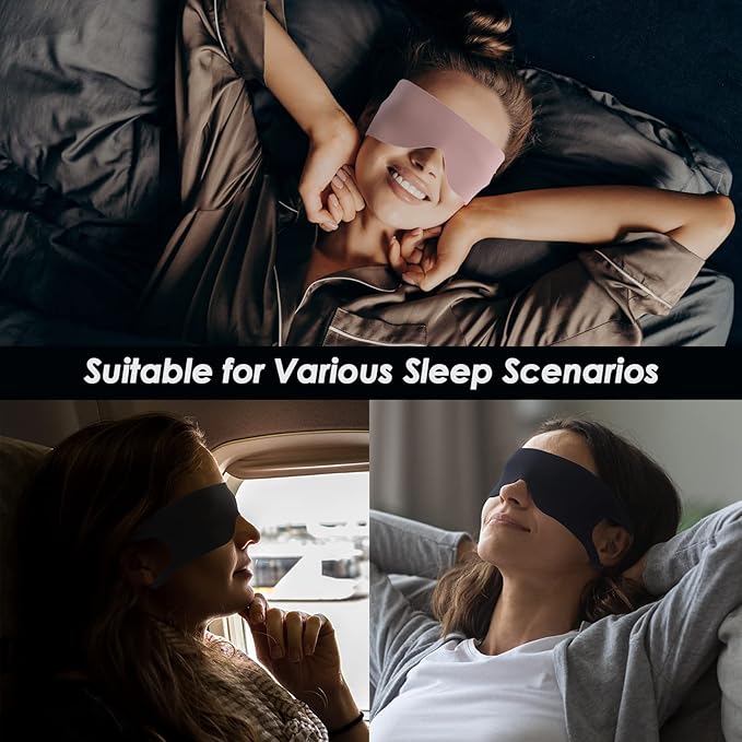FRESHME Ear Hanging Sleep Mask - Side Sleeper Comfy Blindfold for Sleeping With Elastic Strap, Blockout Brown Eye Shade, Lightweight Breathable Cover for Nap, Travel, Yoga