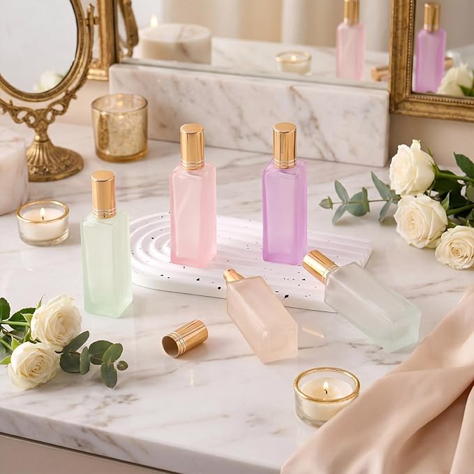 Domensi 30 Pcs 10/15/20/30 ml Perfume Travel Refillable Glass Bottles Spray Bottle Perfume Atomizer for Cologne Dispenser Leak-proof Fragrance Bottles Atomizer Pump Kit (30 ml,Folral Color)
