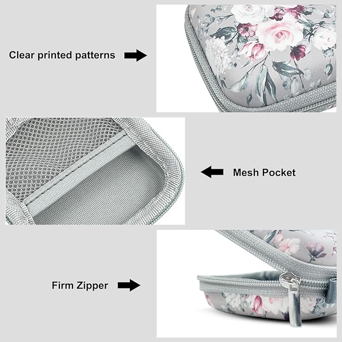 Earbud Case Headphone Organizer Ear Bud Case Portable EVA Carrying Box Storage Bag with Carabiner for AirPods Beats Bose Galaxy Buds 4/3/FE Data Cable Storage (Pink Rose)