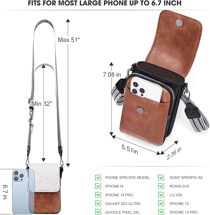 POIUGOYA Crossbody Bags for Women,Small Crossbody Purse with Triple Compartments,Cell Phone Wallet with Card Slots for Travel | Small