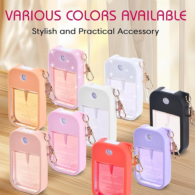 Silicone Case Compatible with Touchland Hand Sanitizer Spray, Protective Case for Spray 1FL. OZ (Sparkling Pink, Purple(2PCS))