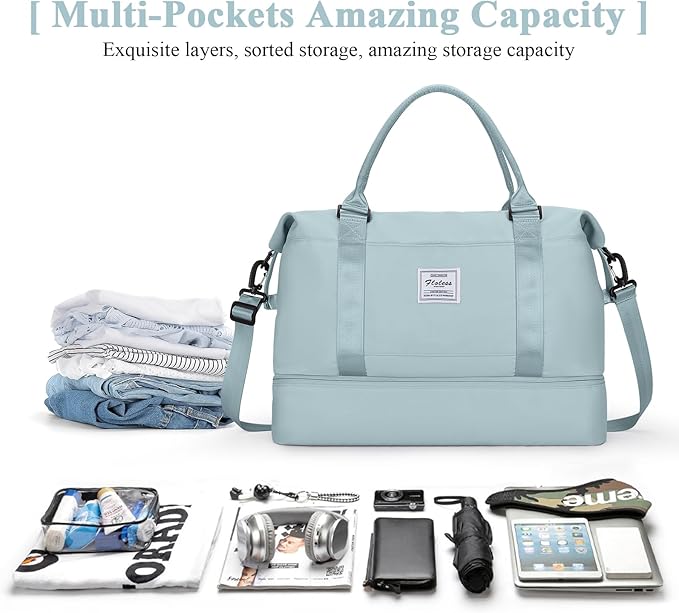Travel Duffel Bag with Shoes Compartment, Overnight Weekender Bags for Women,Carry on Personal Item Bag