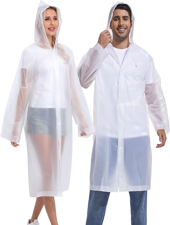 2PCS Rain Ponchos for Adults Reusable Rain Coats for Adults Rain Jackets Raincoats for Men Women